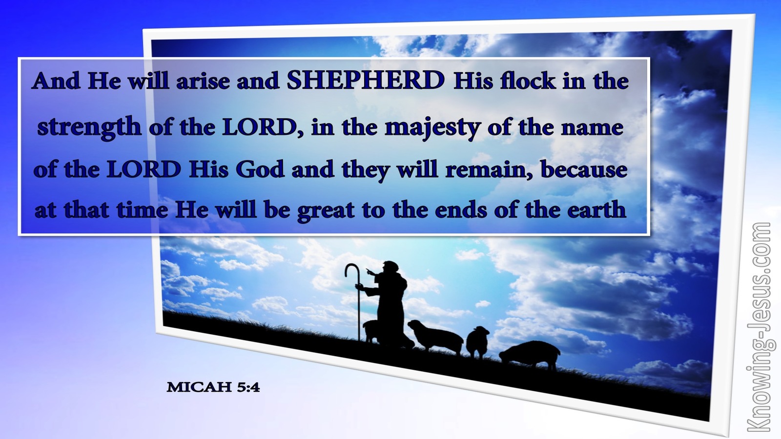 Micah 5:4 He Will Arise And Shepherd His Flock (purple)